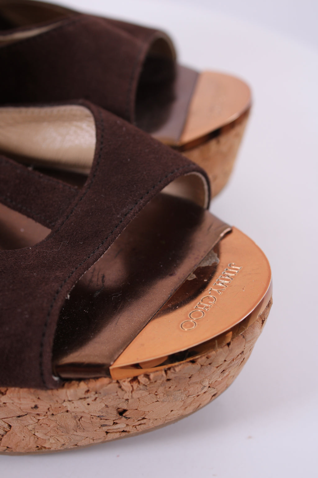 Jimmy Choo Cork/ Suede Wedges Brown 36