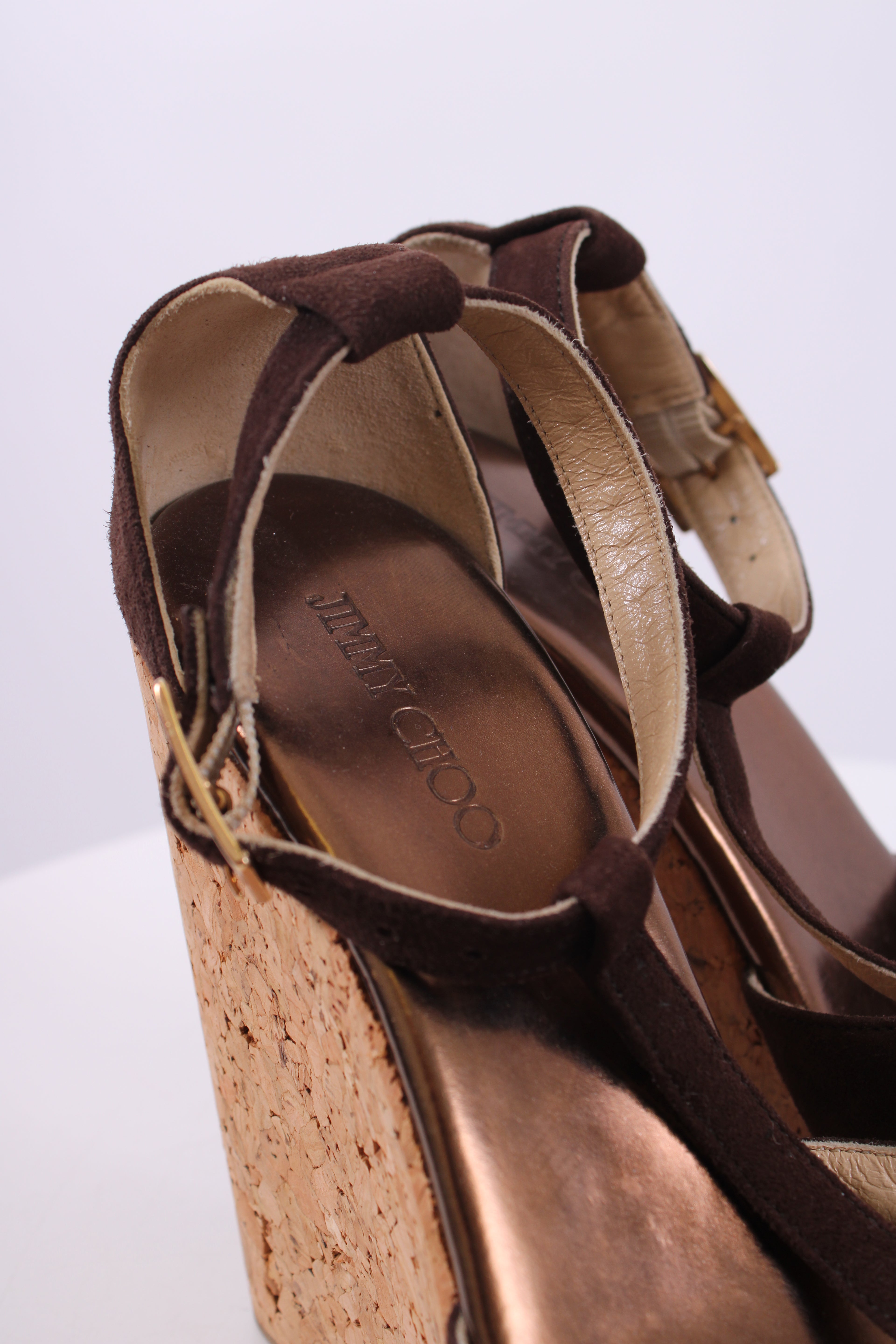 Jimmy Choo Cork/ Suede Wedges Brown 36