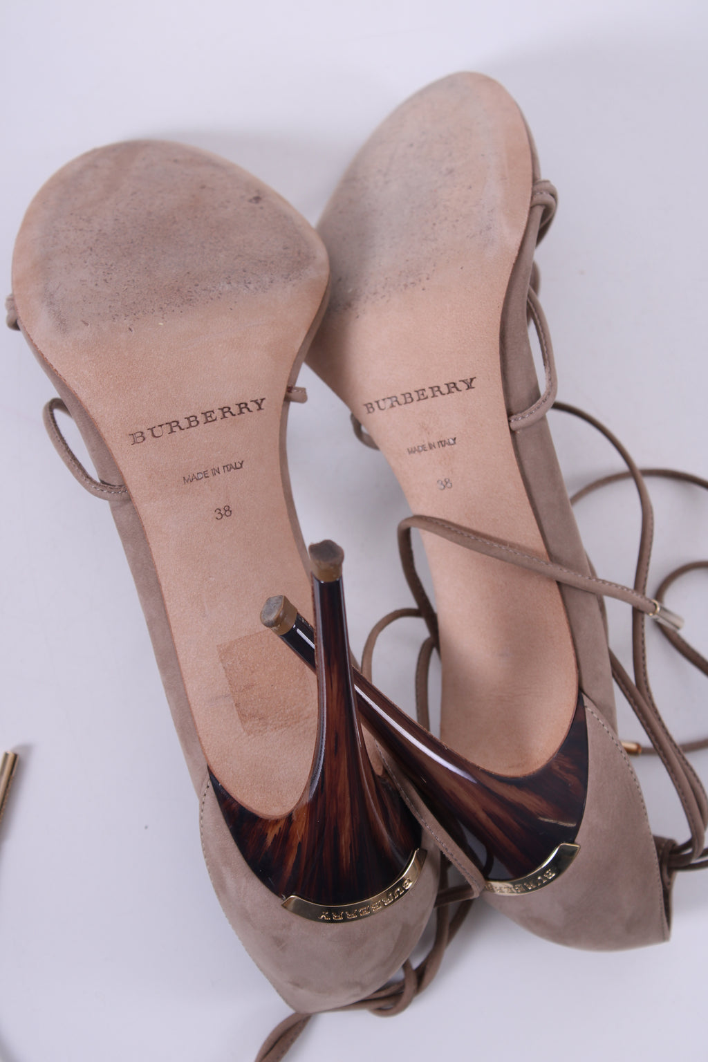 Burberry Mirabel Tie Stiletto Heels Beige 38