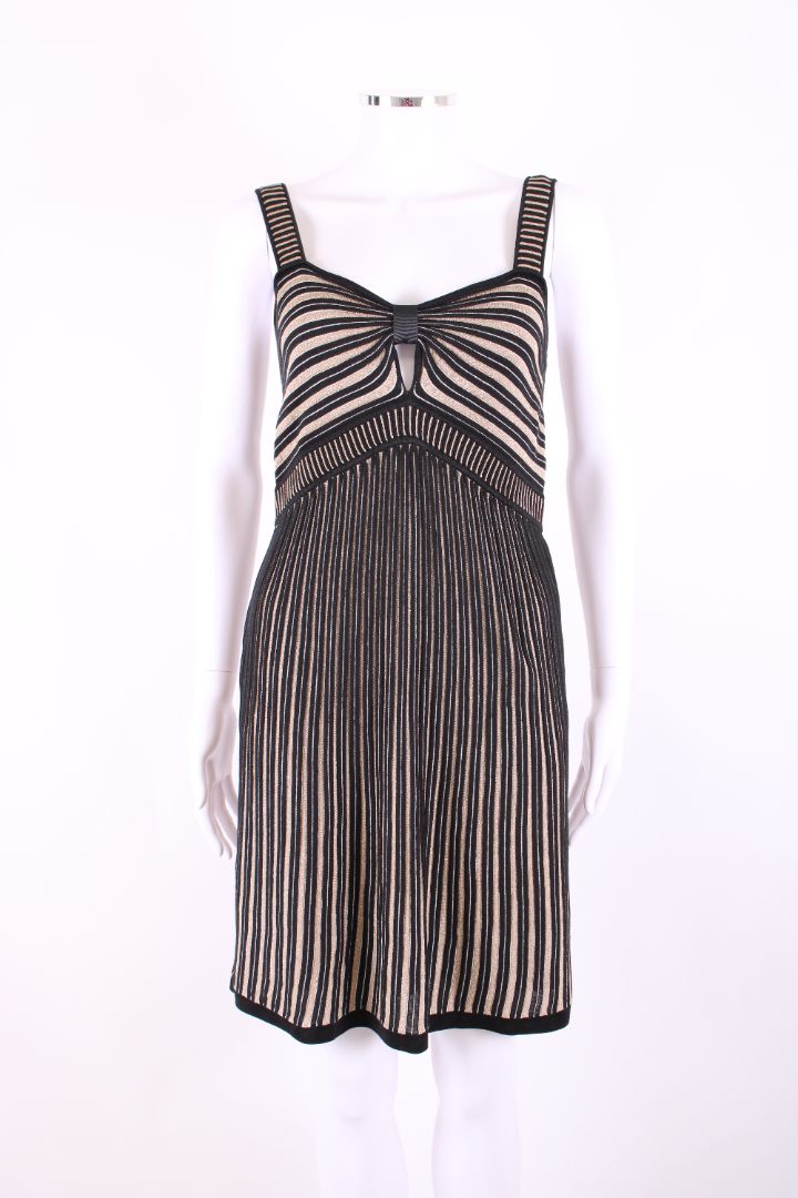 Temperley London S/S Stripe Tunic Dress Gold/ Black 12