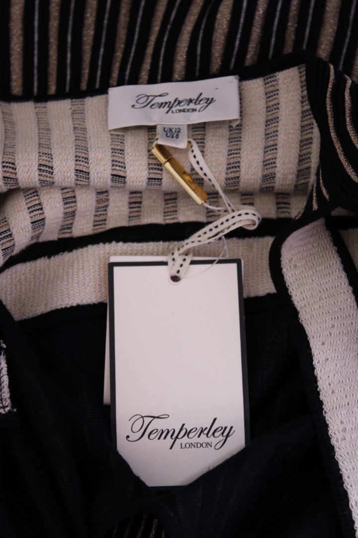 Temperley London S/S Stripe Tunic Dress Gold/ Black 12