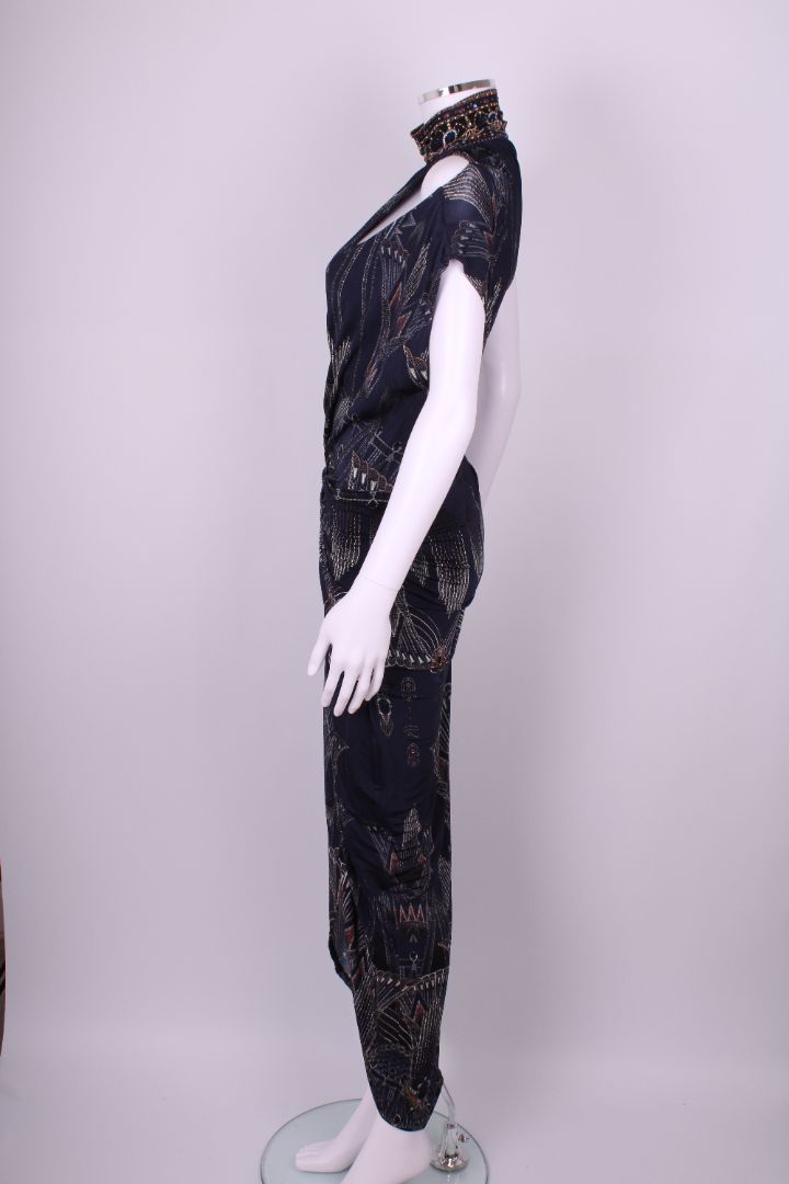 Camilla S/S Print Dress Navy / Beige S