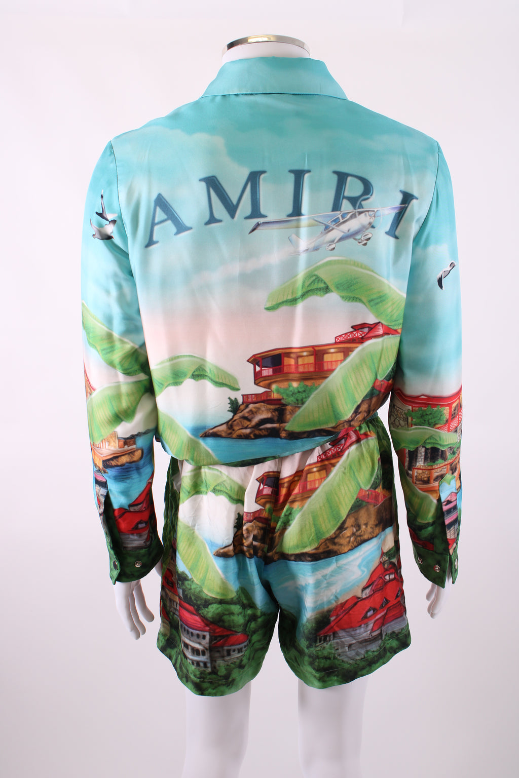 Amiri Eden Rock Silk Jacket & Short Co-ord Blue L