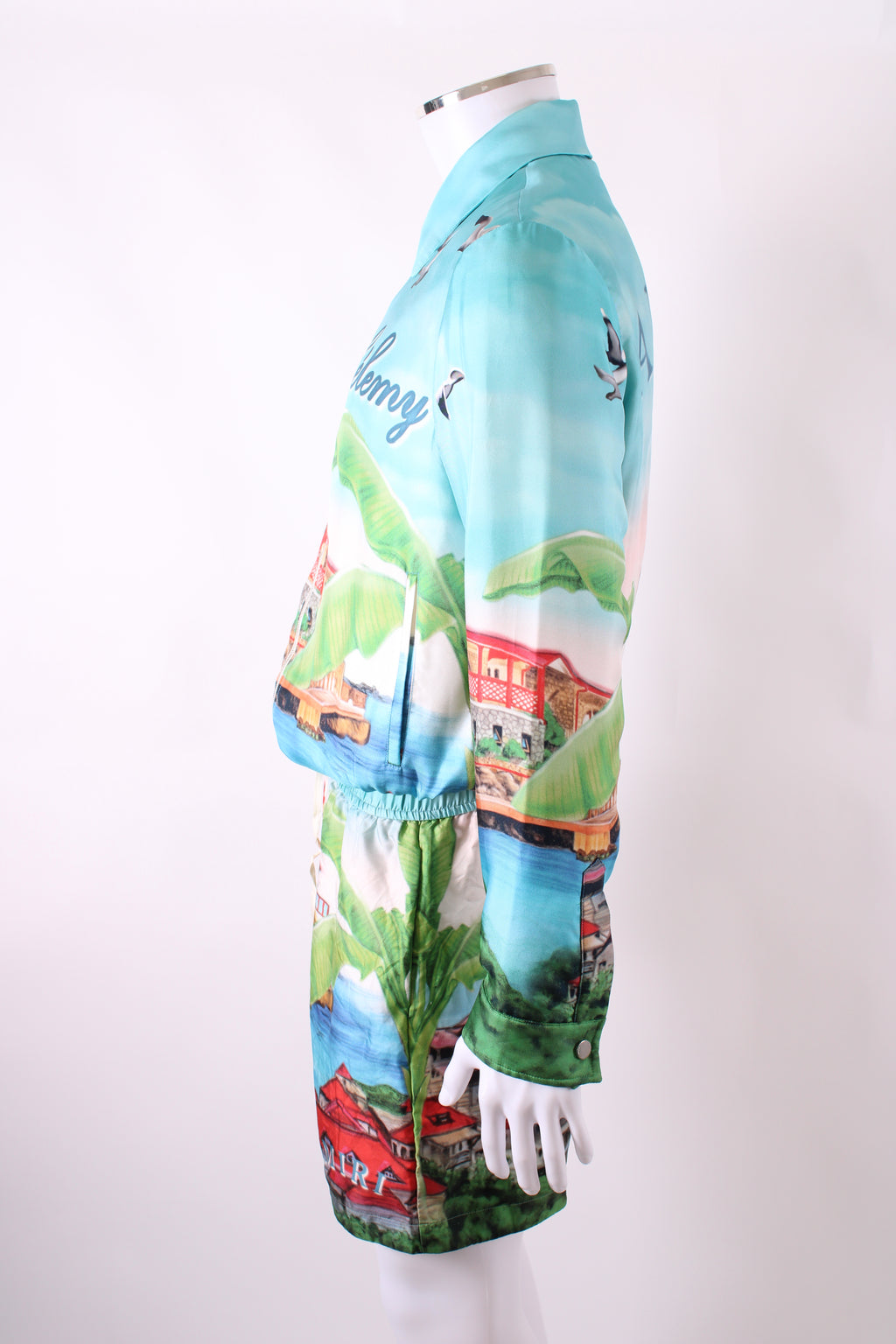 Amiri Eden Rock Silk Jacket & Short Co-ord Blue L