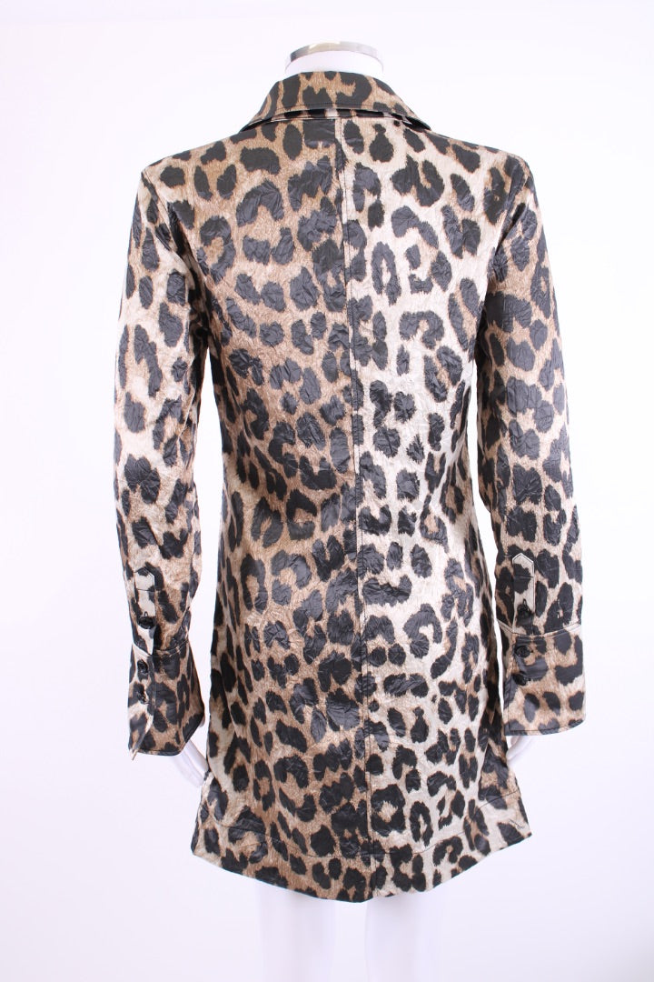 Ganni L/S Ruched Dress Leopard Print 8