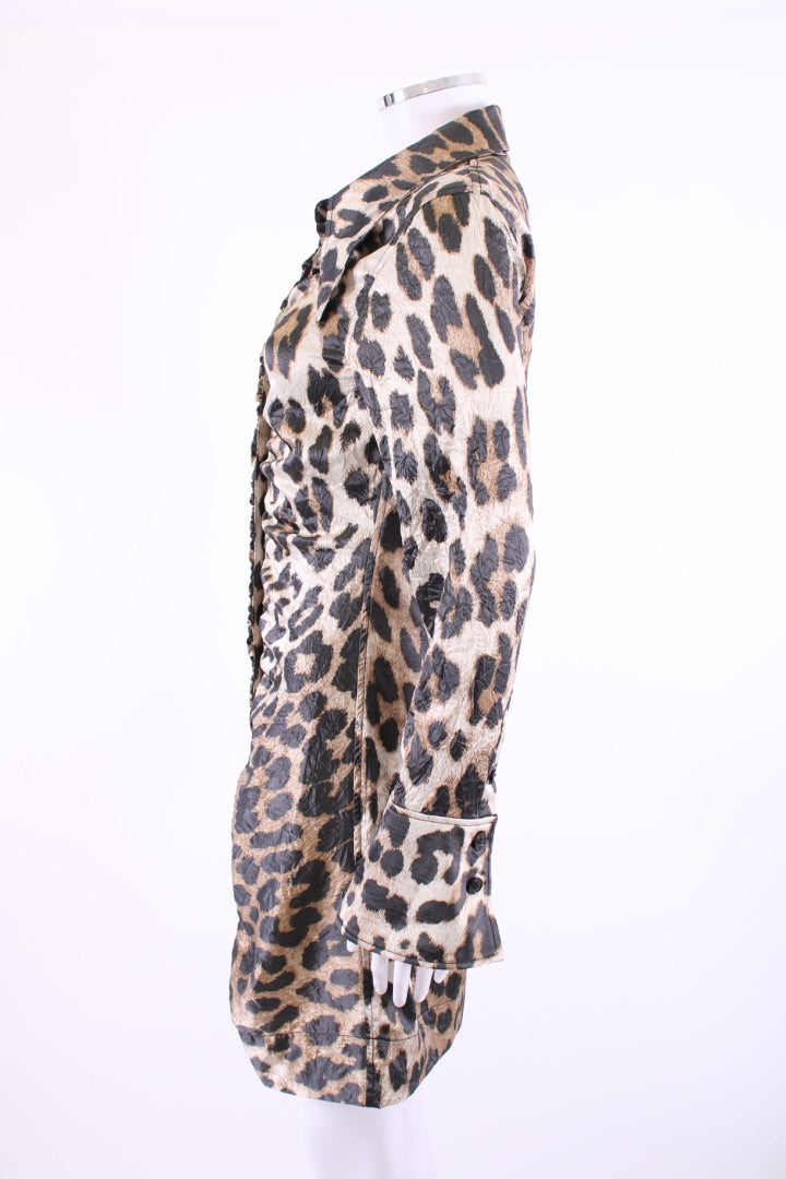 Ganni L/S Ruched Dress Leopard Print 8