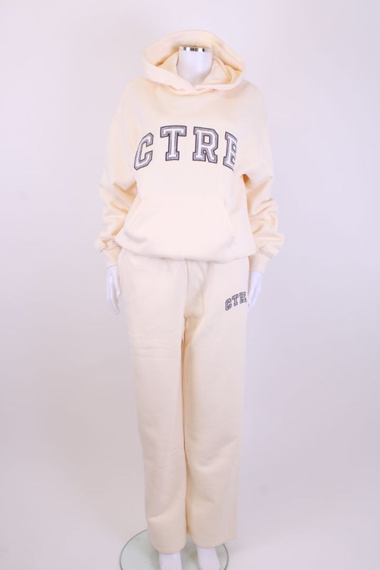 The Couture Club Logo Hoodie Tracksuit Cream 8