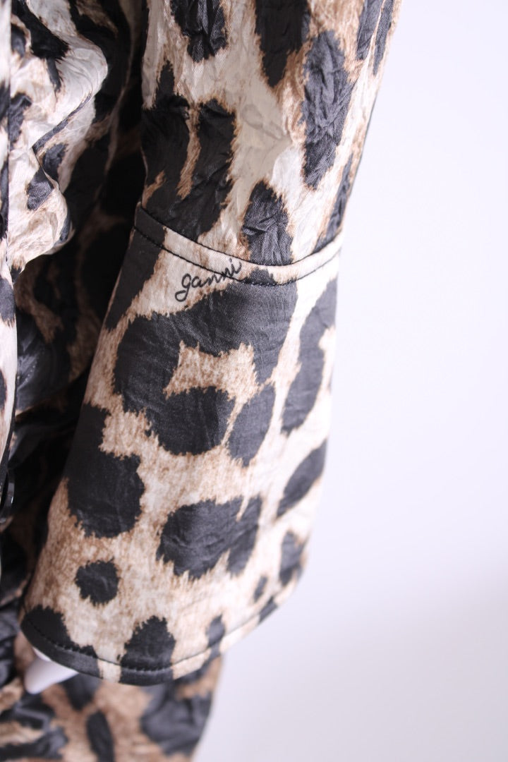 Ganni L/S Ruched Dress Leopard Print 8