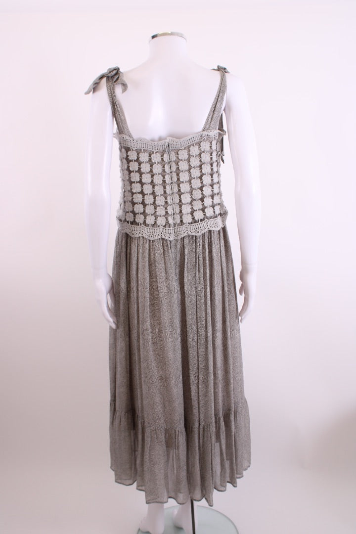 Alba Conde S/S Layered Dot Print Dress Grey/ Cream 10
