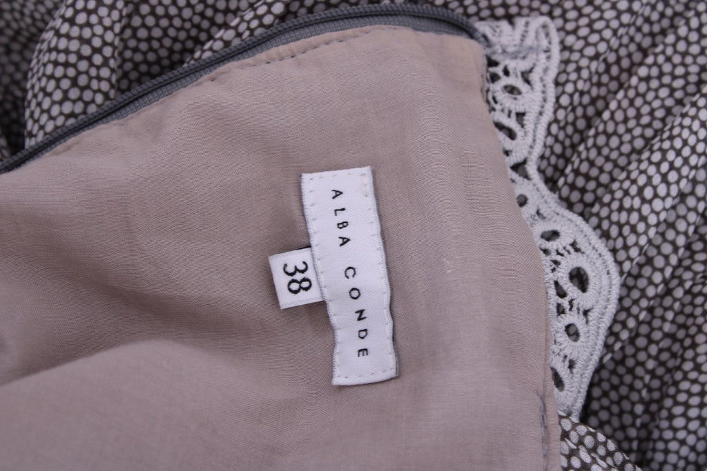 Alba Conde S/S Layered Dot Print Dress Grey/ Cream 10