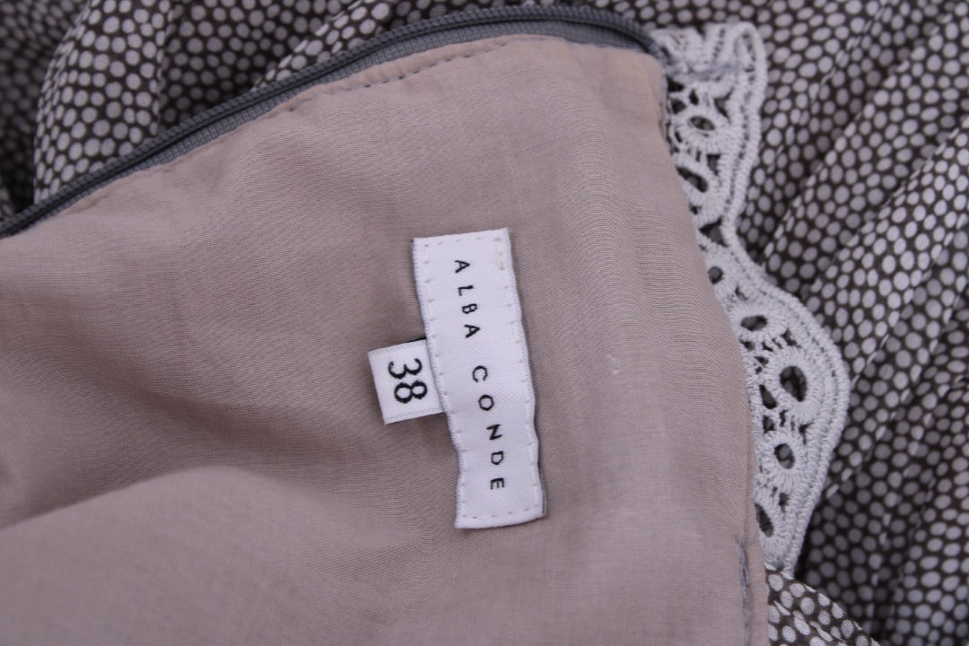 Alba Conde S/S Layered Dot Print Dress Grey/ Cream 10