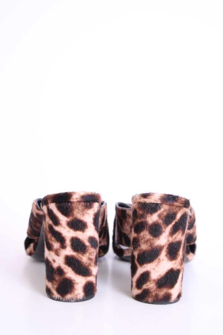 Saint Laurent Lou Lou Skin Mule Heels Leopard Print 37