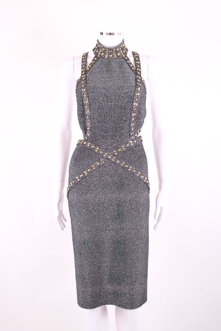 Herve Leger S/S Crystal Bandage Dress Silver S