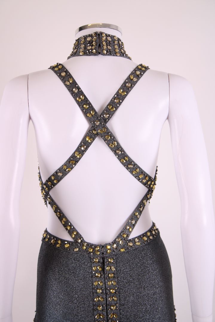 Herve Leger S/S Crystal Bandage Dress Silver S