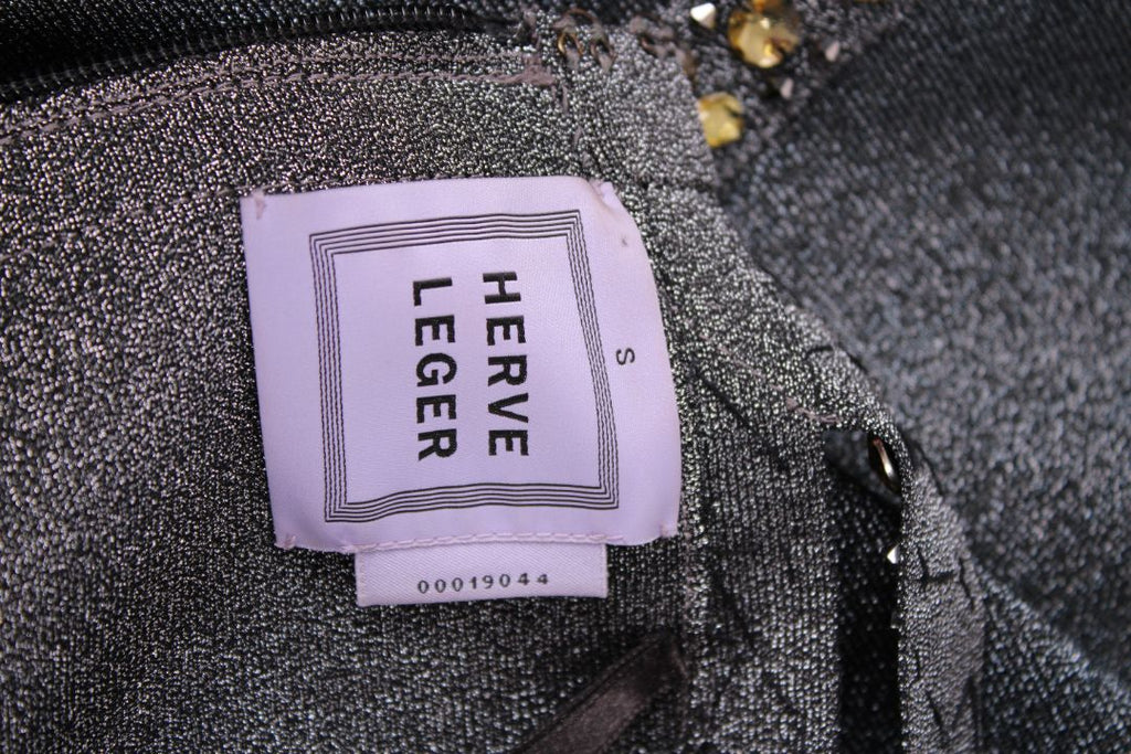 Herve Leger S/S Crystal Bandage Dress Silver S