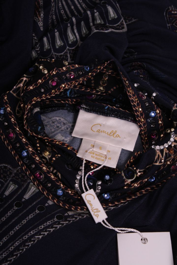 Camilla S/S Print Dress Navy / Beige S