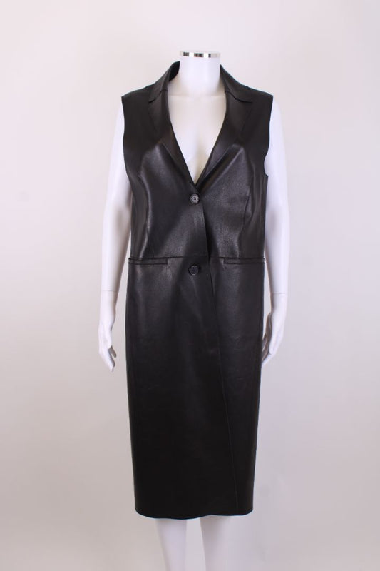 All Saints Leather Waist Coat Jacket Black M