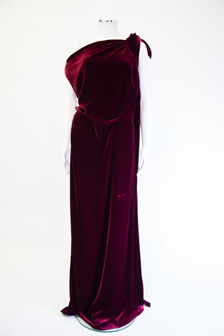 Roland Mouret S/S Velvet Evening Dress Burgundy 10