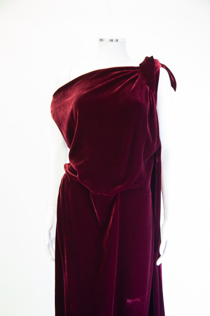 Roland Mouret S/S Velvet Evening Dress Burgundy 10
