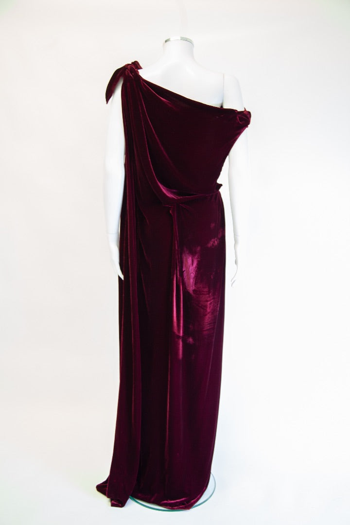 Roland Mouret S/S Velvet Evening Dress Burgundy 10