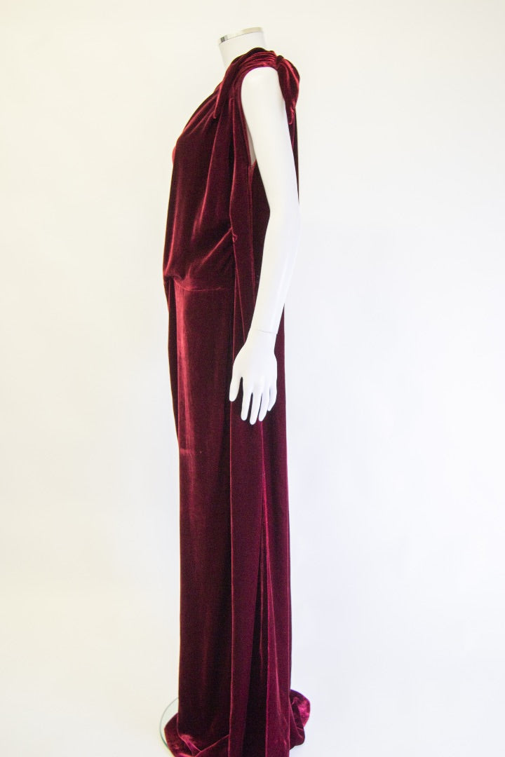 Roland Mouret S/S Velvet Evening Dress Burgundy 10