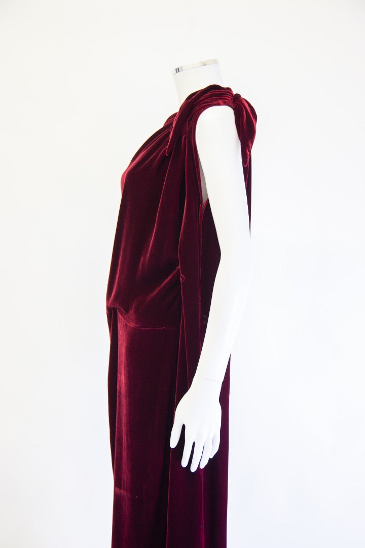 Roland Mouret S/S Velvet Evening Dress Burgundy 10