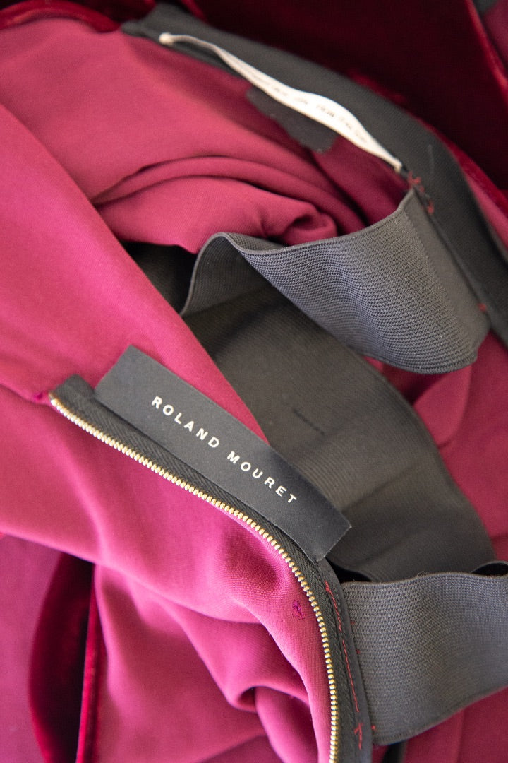 Roland Mouret S/S Velvet Evening Dress Burgundy 10