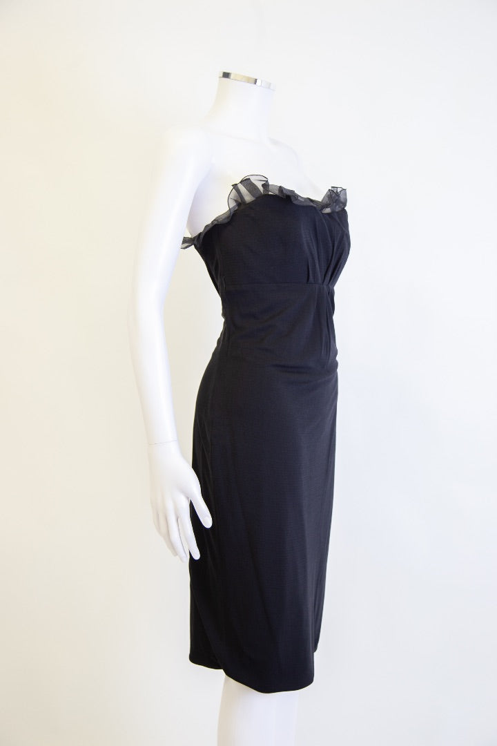Giambattista Valli Strapless Ruffle Dress Black S