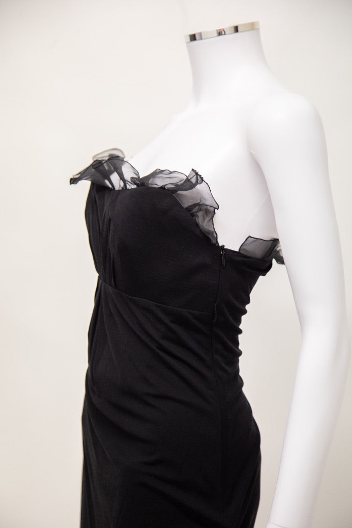 Giambattista Valli Strapless Ruffle Dress Black S