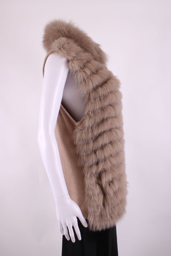 Max & Moi Fox Fur Gilet Beige M