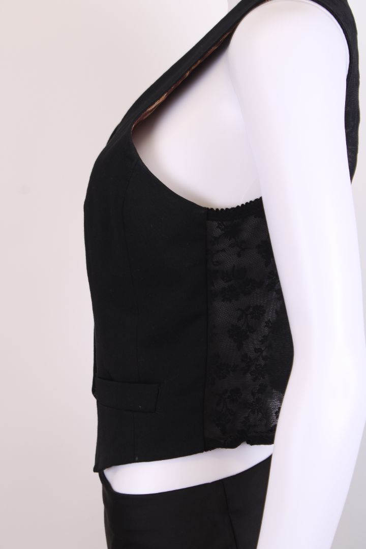 D&G Lace Back Waistcoat Black S