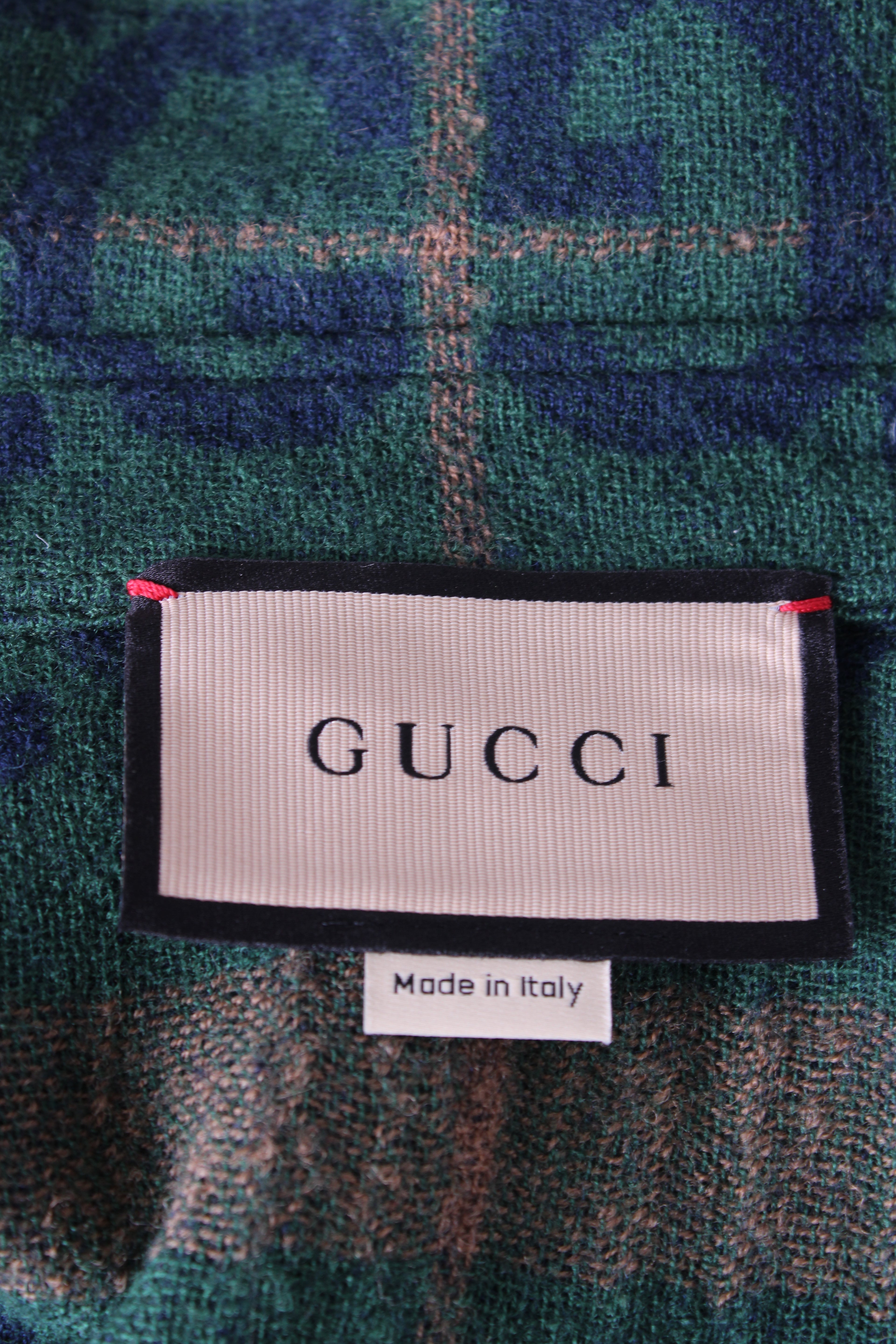 Gucci L/S Check GG Shirt Green/ Brown M