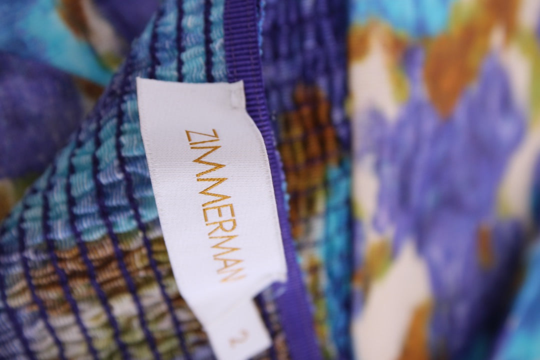 Zimmermann Floral Print Playsuit Blue/ Mustard S