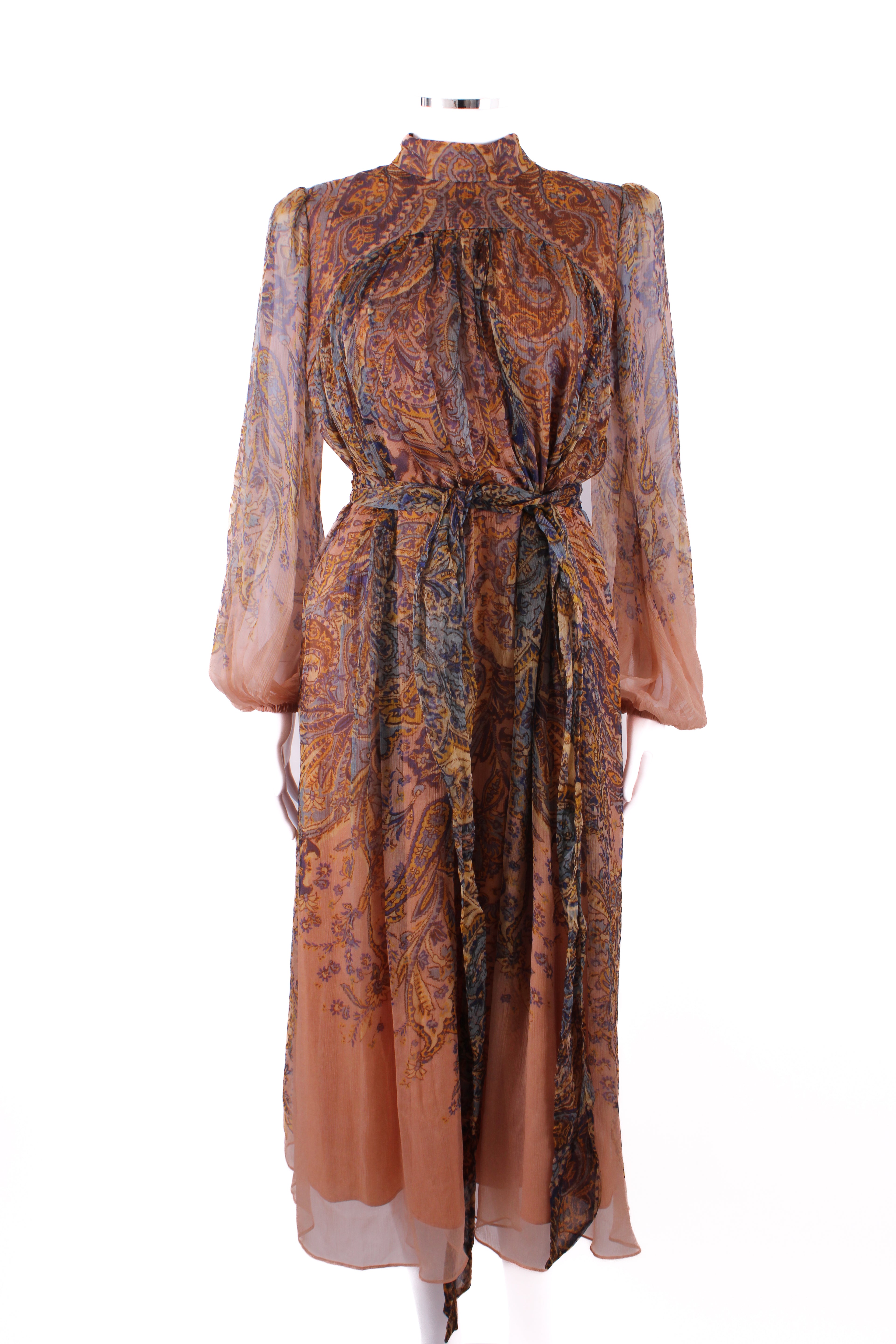 Zimmermann Silk High Neck Paisley Print Dress Multi 1