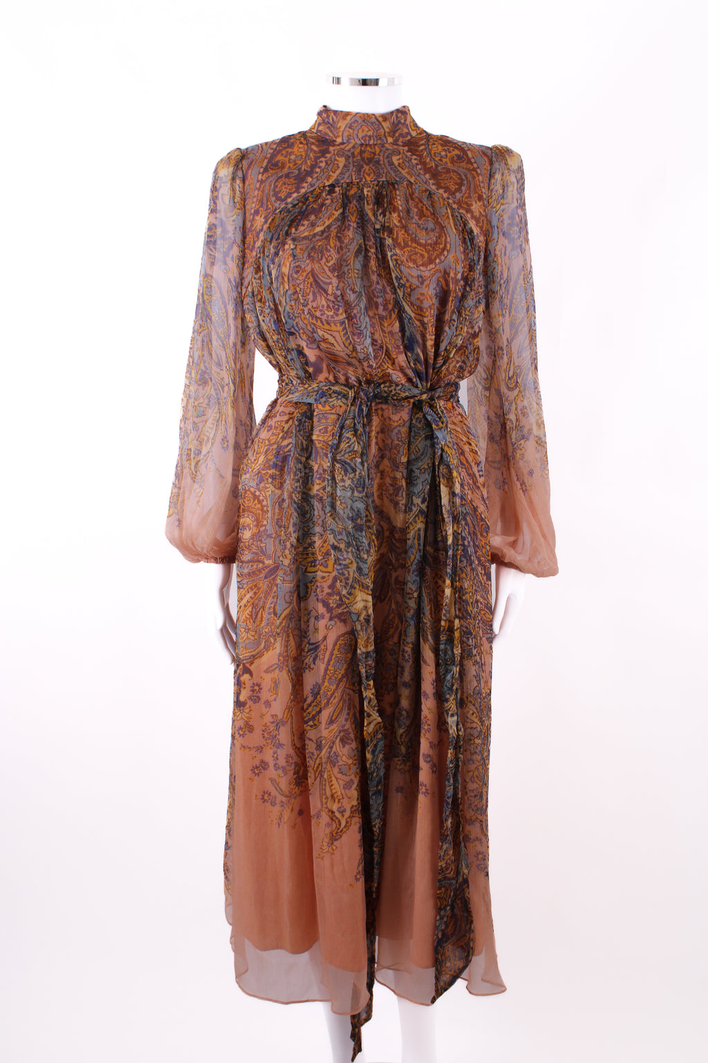 Zimmermann Silk High Neck Paisley Print Dress Multi 1
