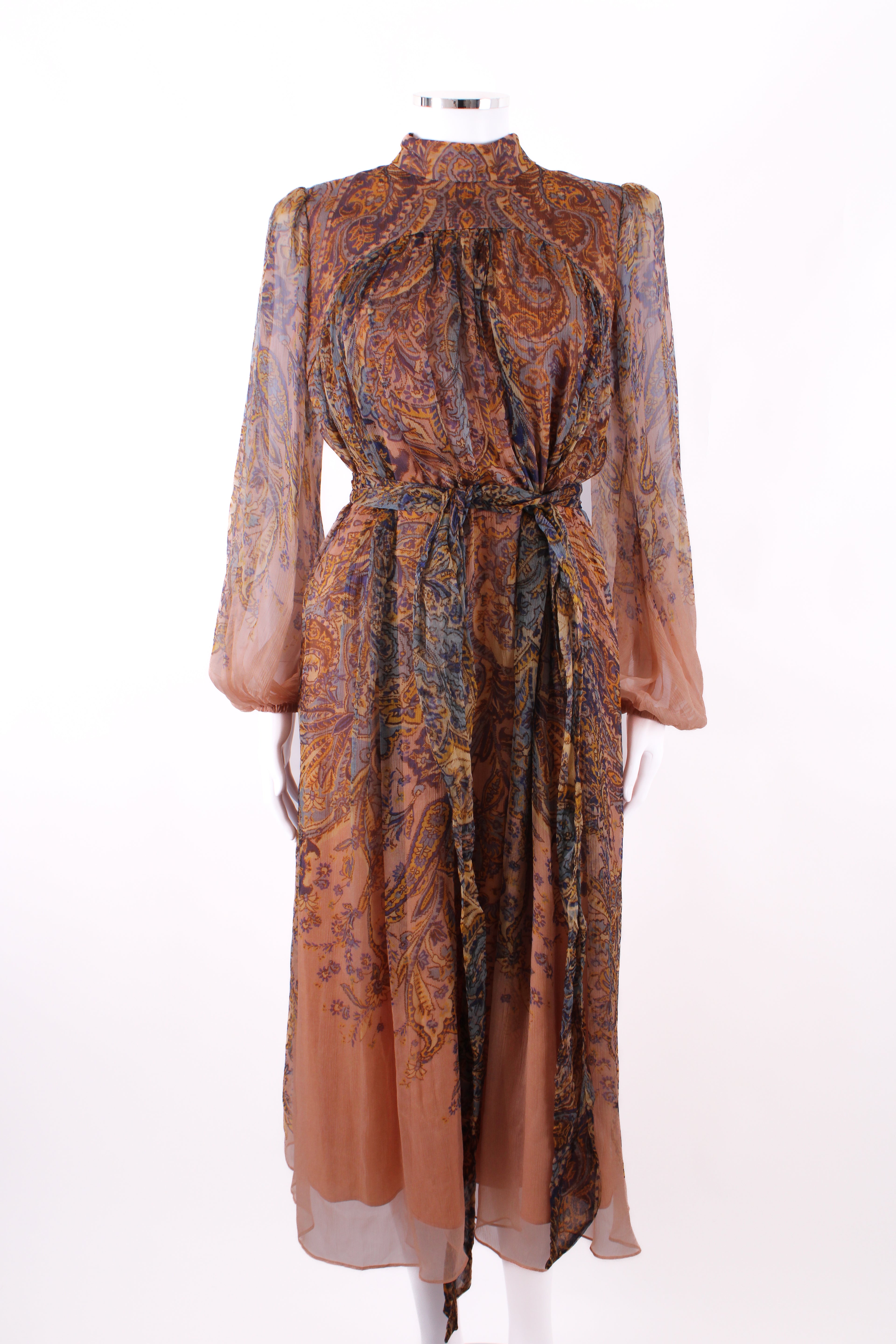 Zimmermann Silk High Neck Paisley Print Dress Multi 1