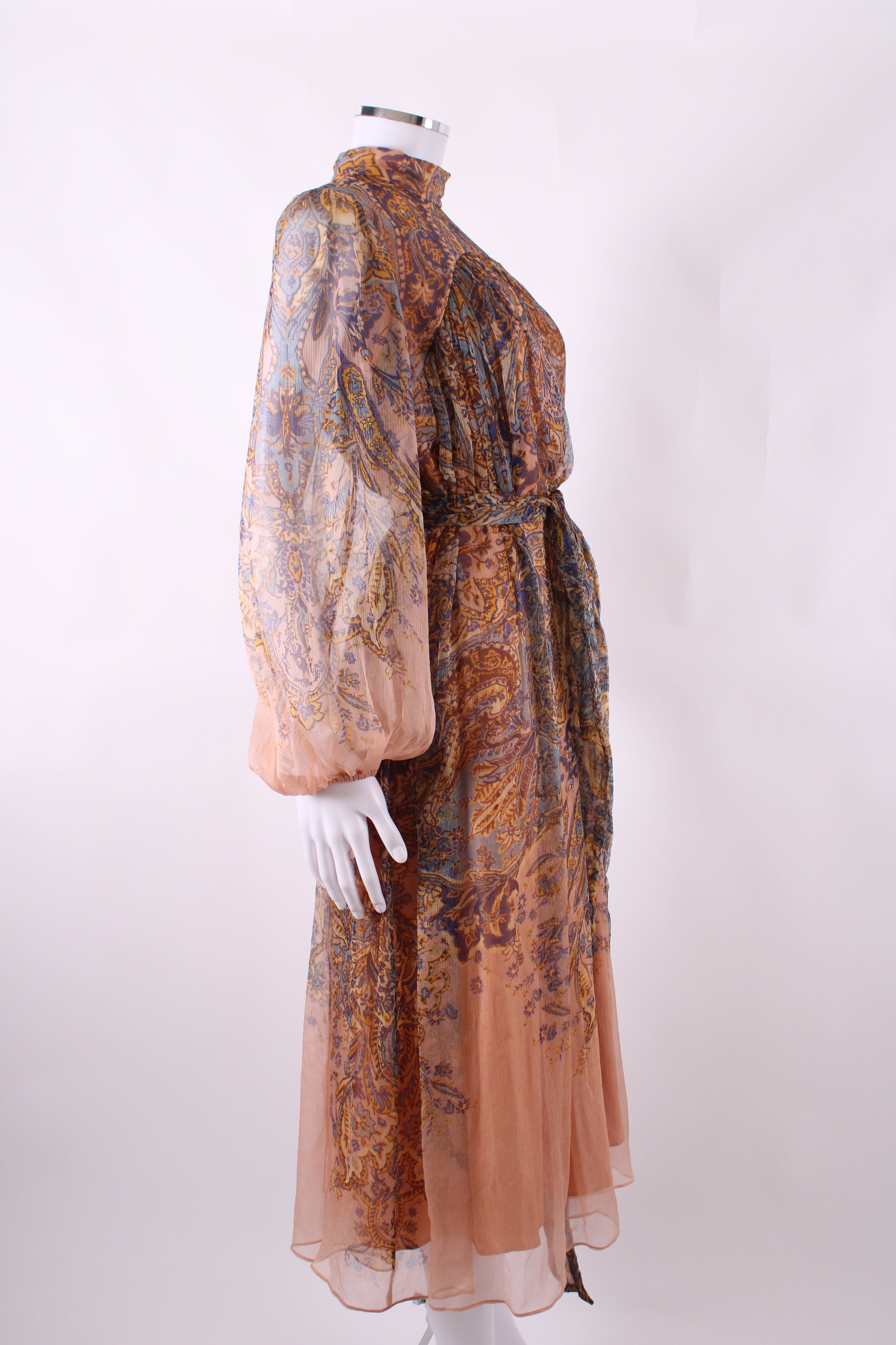 Zimmermann Silk High Neck Paisley Print Dress Multi 1