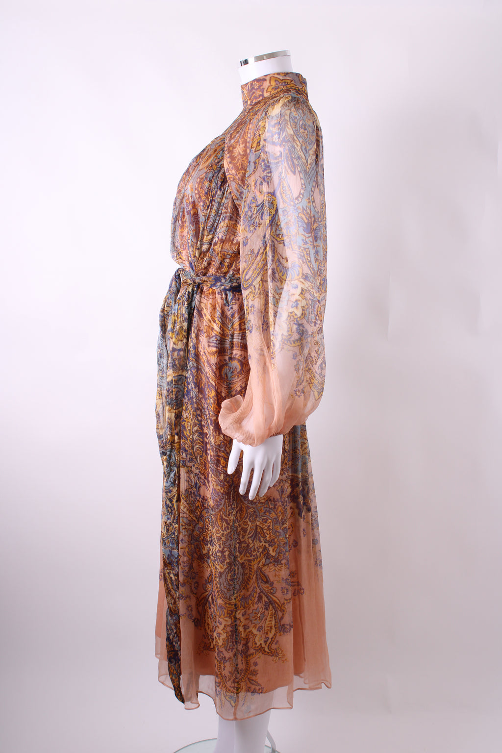 Zimmermann Silk High Neck Paisley Print Dress Multi 1