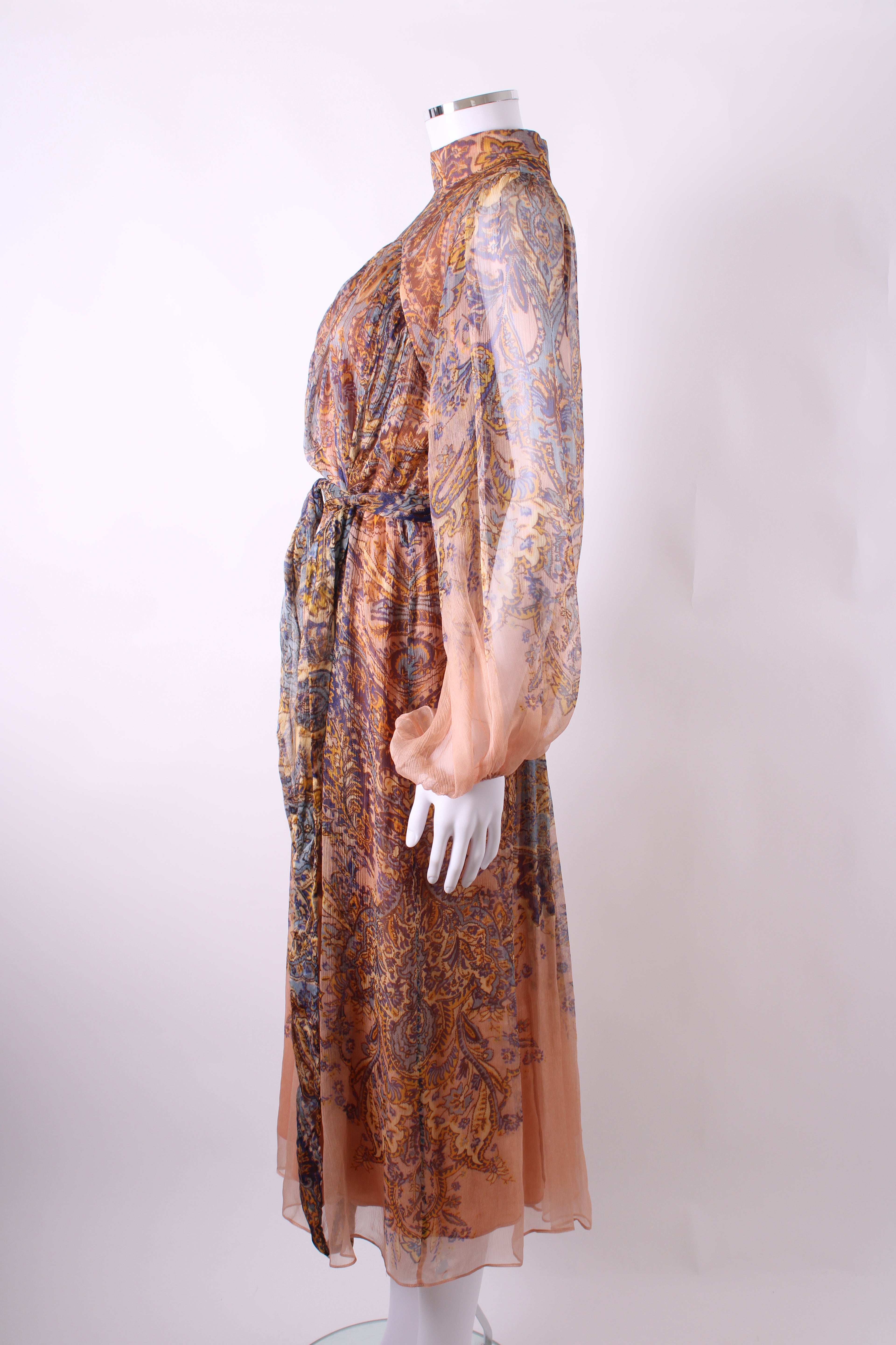 Zimmermann Silk High Neck Paisley Print Dress Multi 1