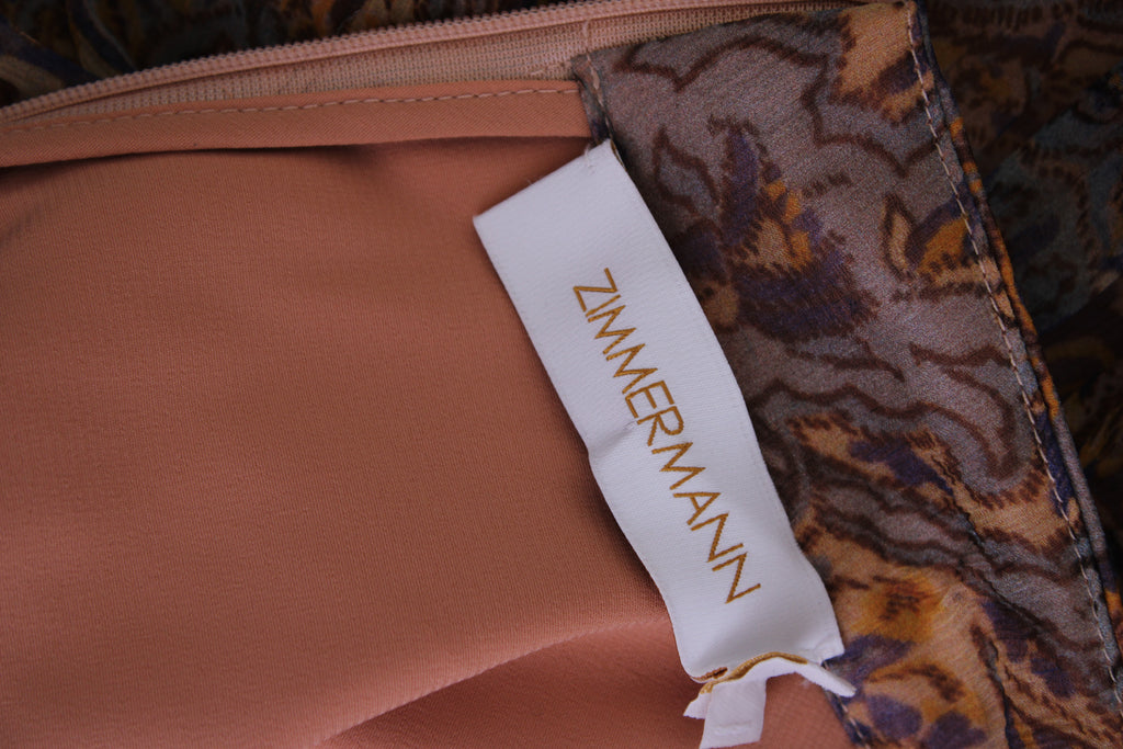 Zimmermann Silk High Neck Paisley Print Dress Multi 1