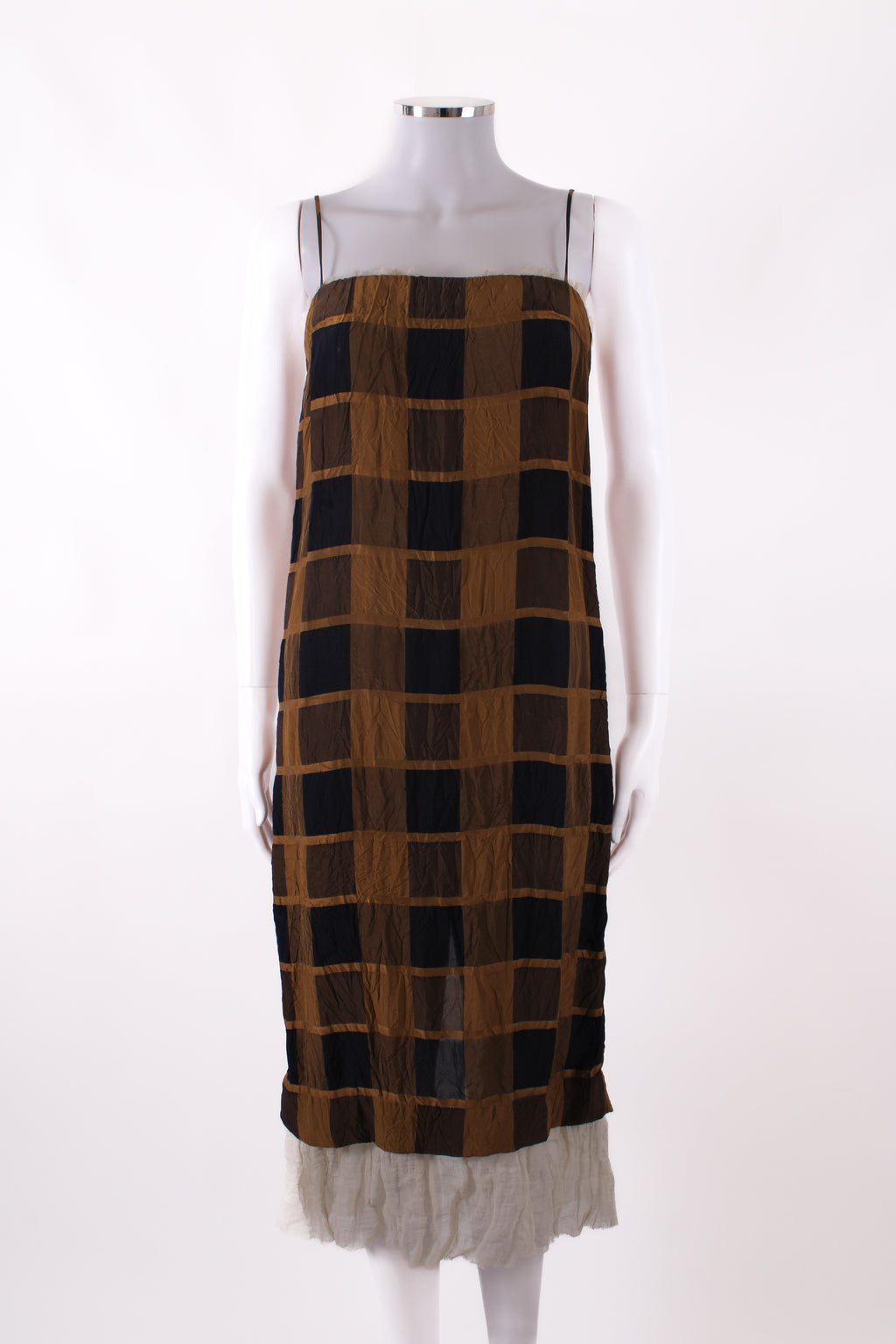 Khaite Susanna Check Slip Dress Beige 2