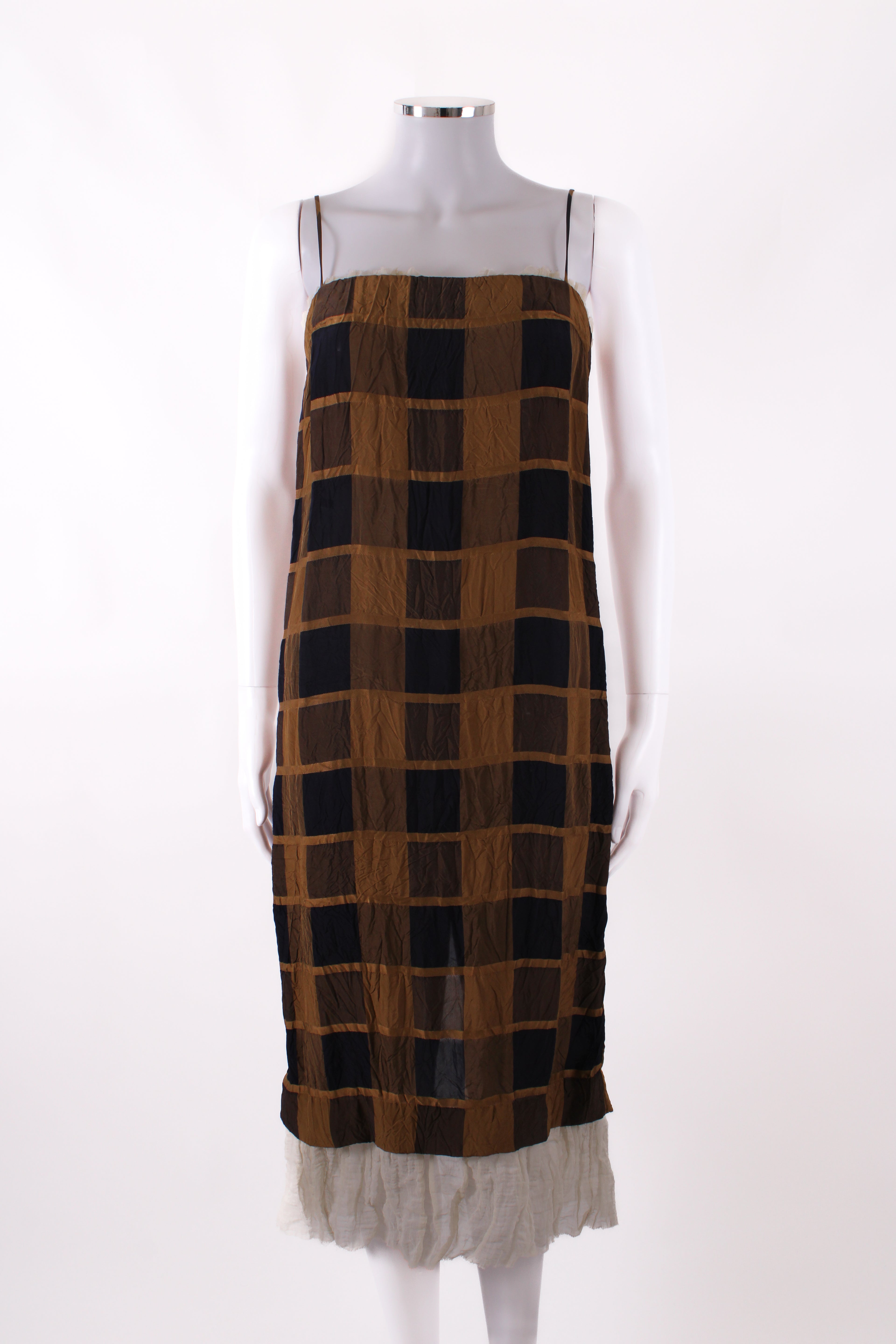 Khaite Susanna Check Slip Dress Beige 2