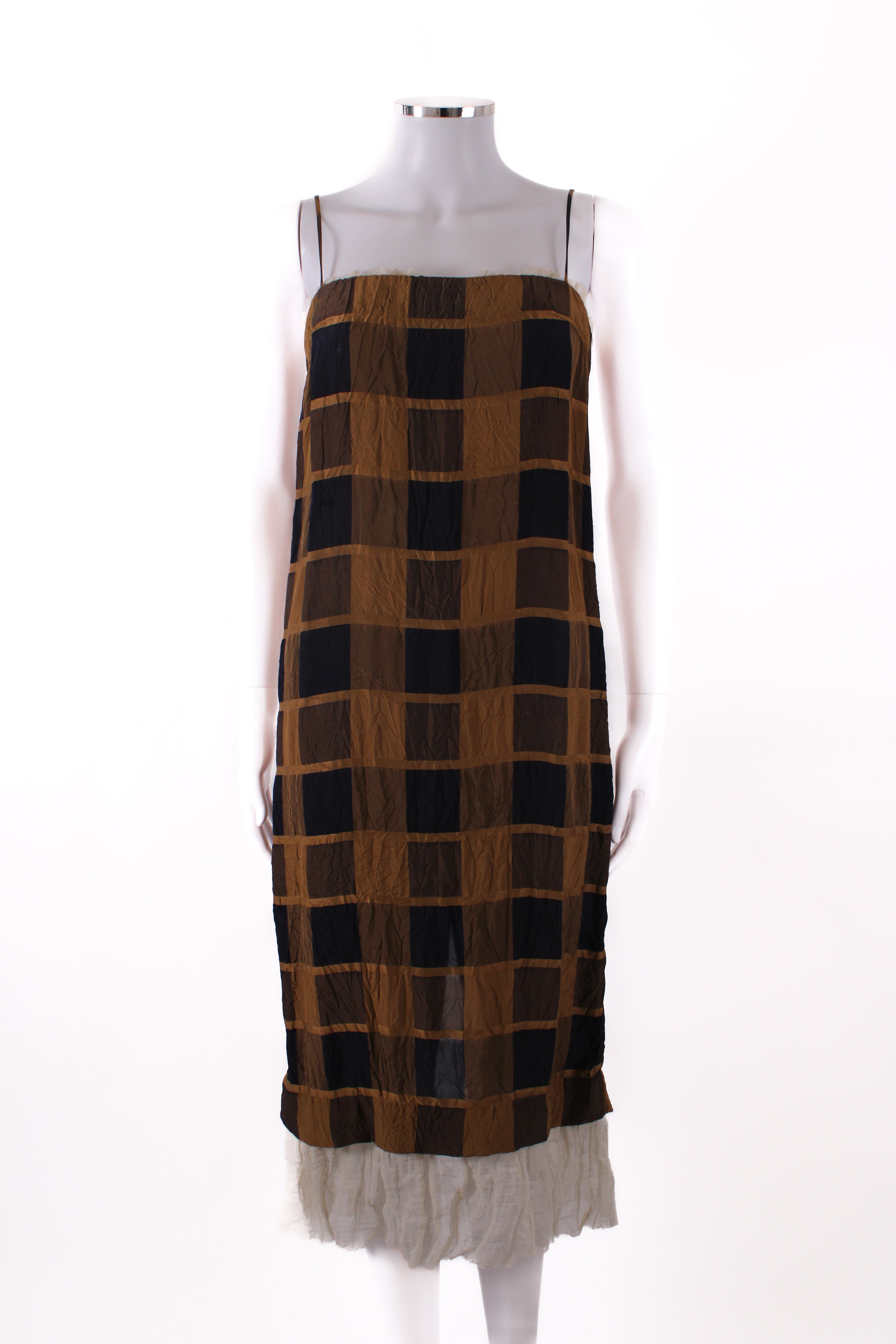 Khaite Susanna Check Slip Dress Beige 2