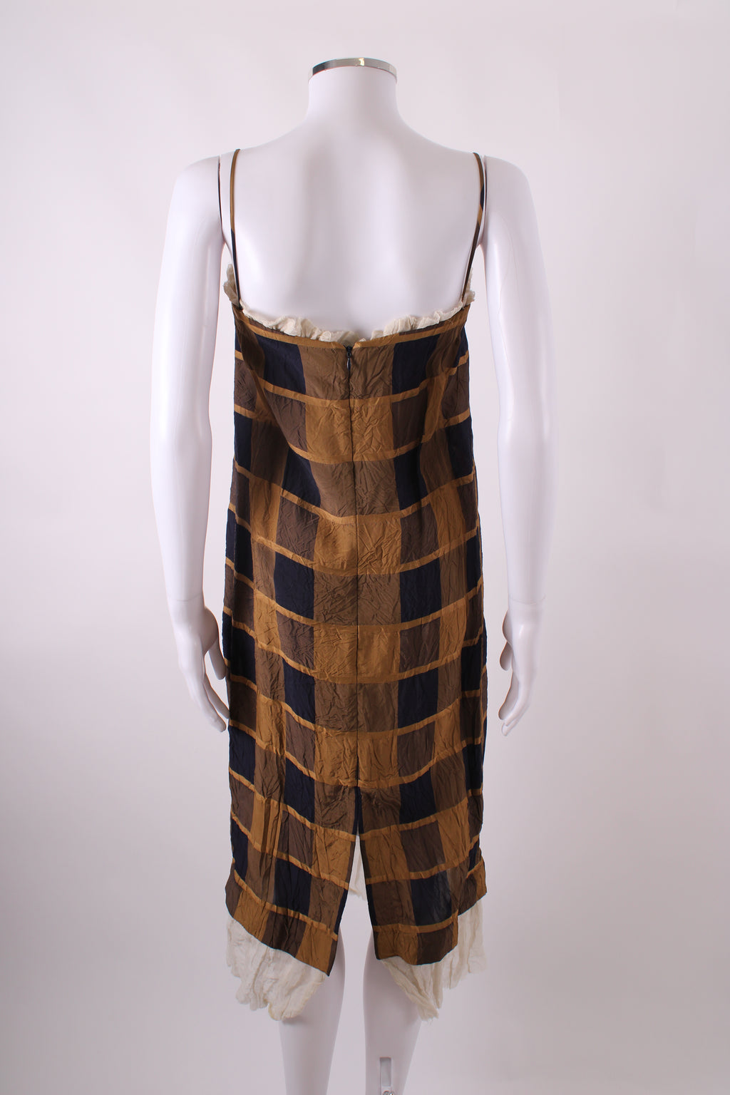 Khaite Susanna Check Slip Dress Beige 2