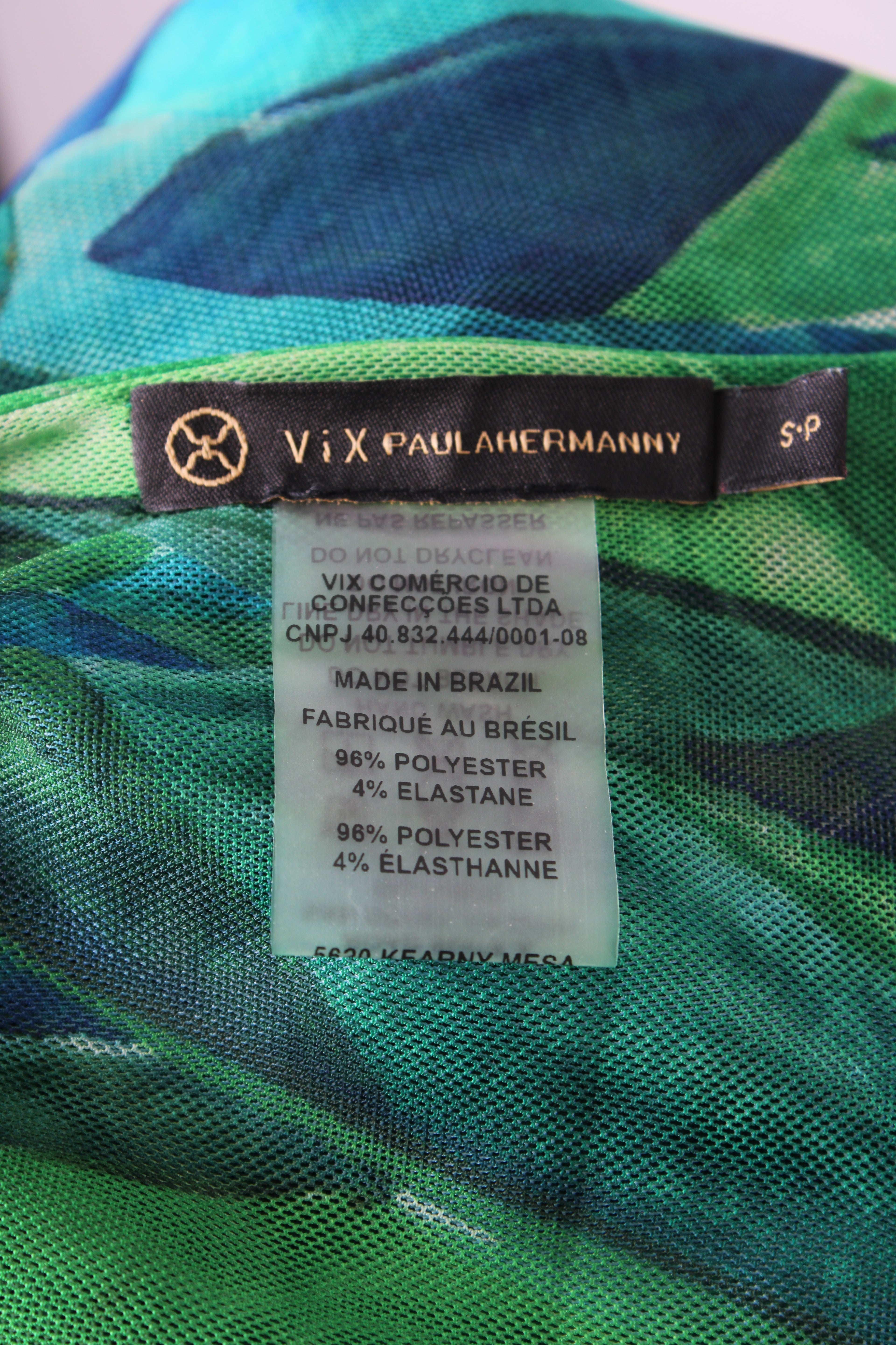 Vix Paula Hermanny Beach Cover Up Dress Green/Blue S