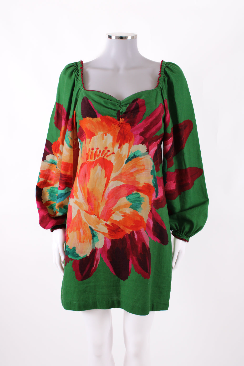 Farm Rio Long Sleeve Mini Dress Green S