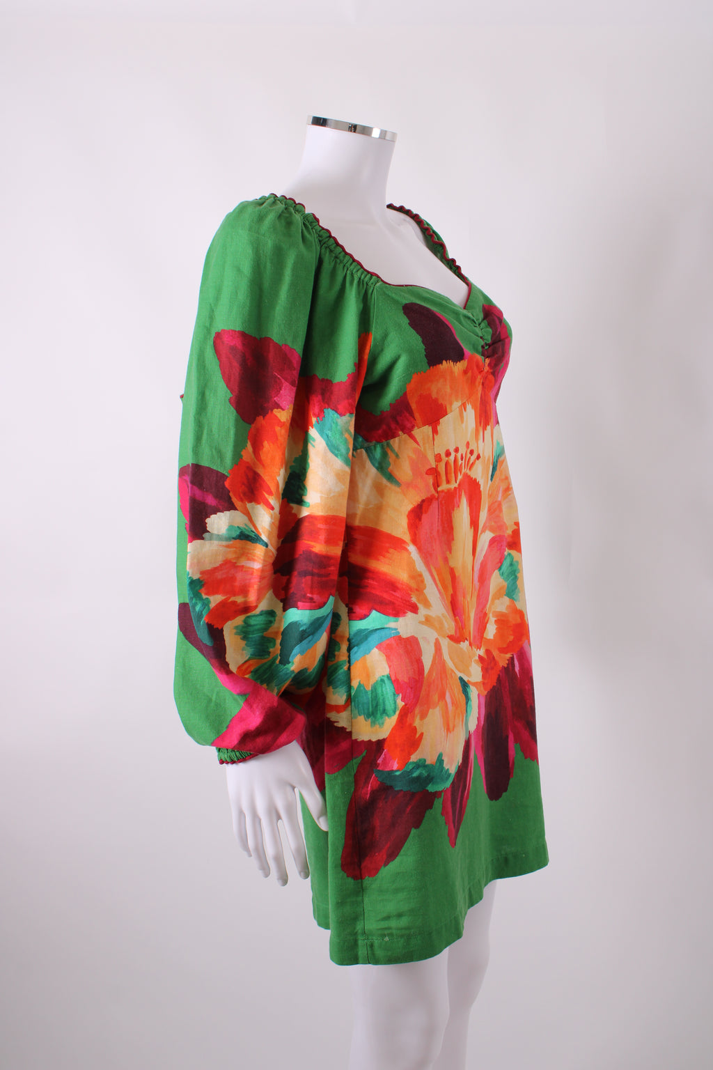 Farm Rio Long Sleeve Mini Dress Green S