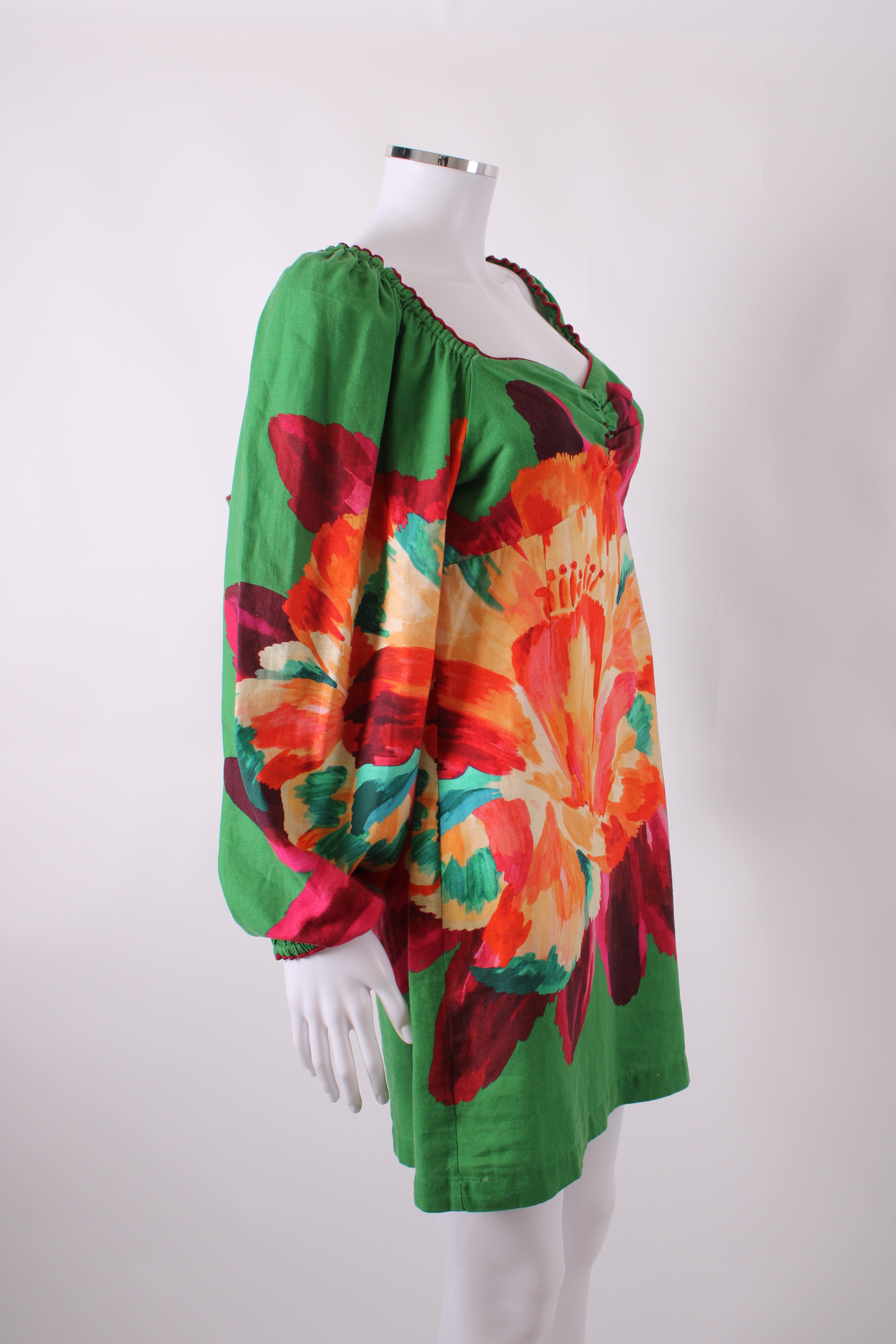 Farm Rio Long Sleeve Mini Dress Green S