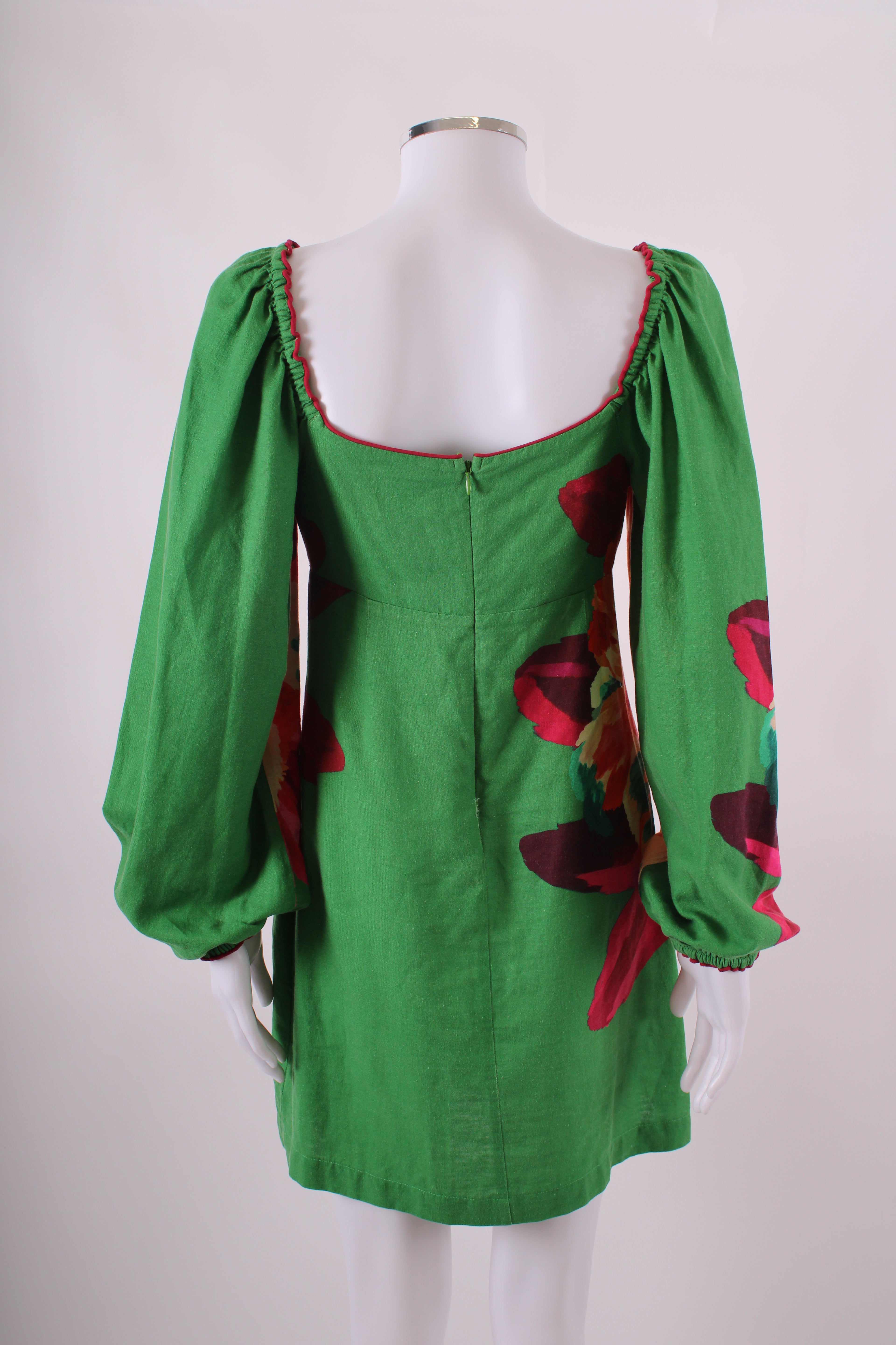 Farm Rio Long Sleeve Mini Dress Green S
