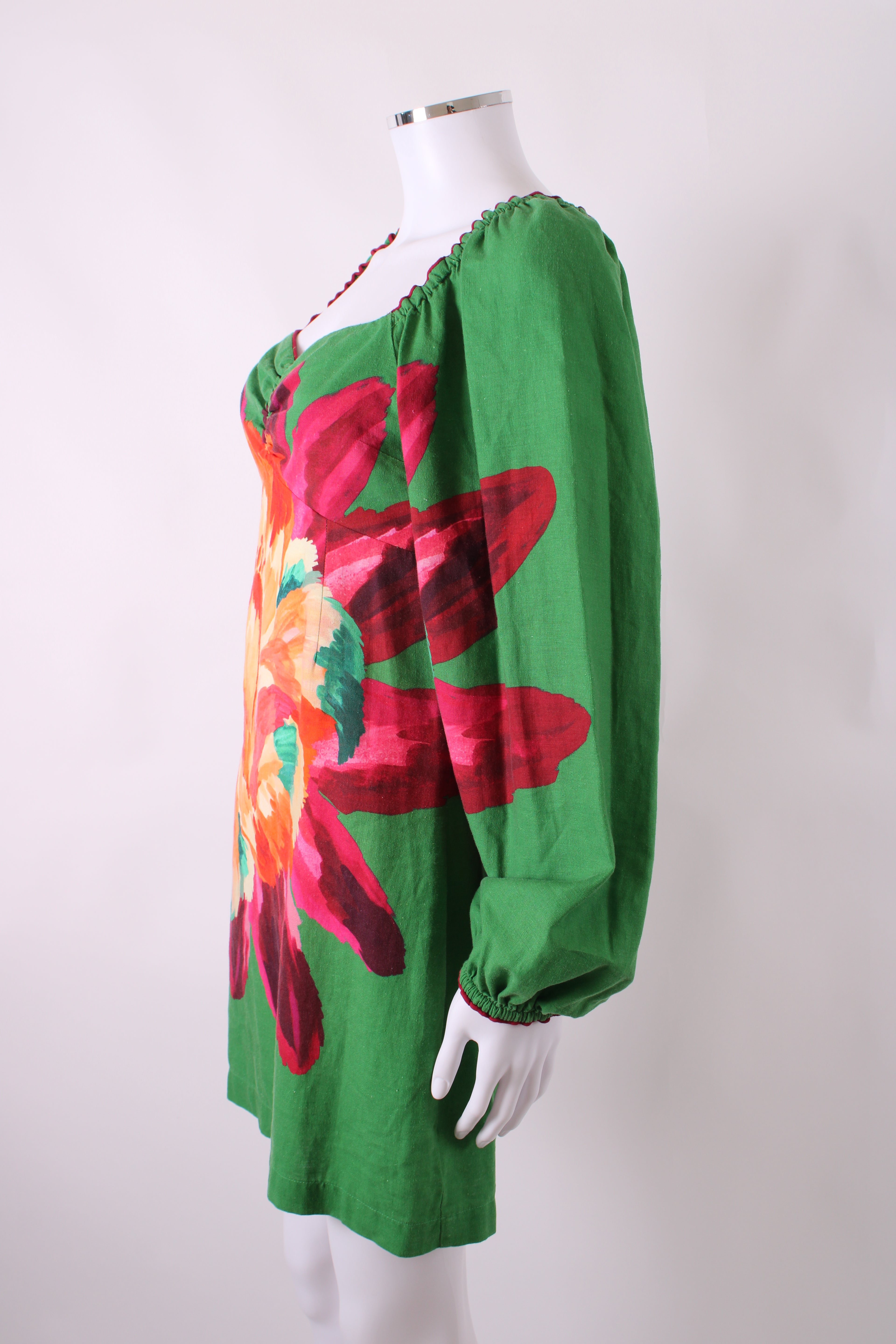Farm Rio Long Sleeve Mini Dress Green S